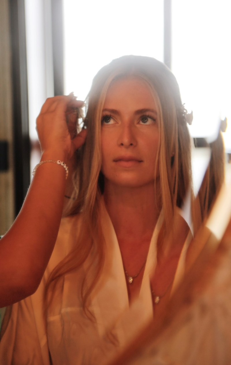 Bride Getting Ready with Veil Clips