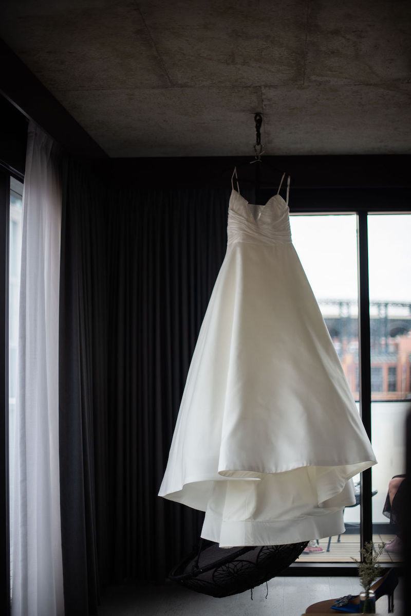 Bride Getting Ready Wedding Dress Hanging