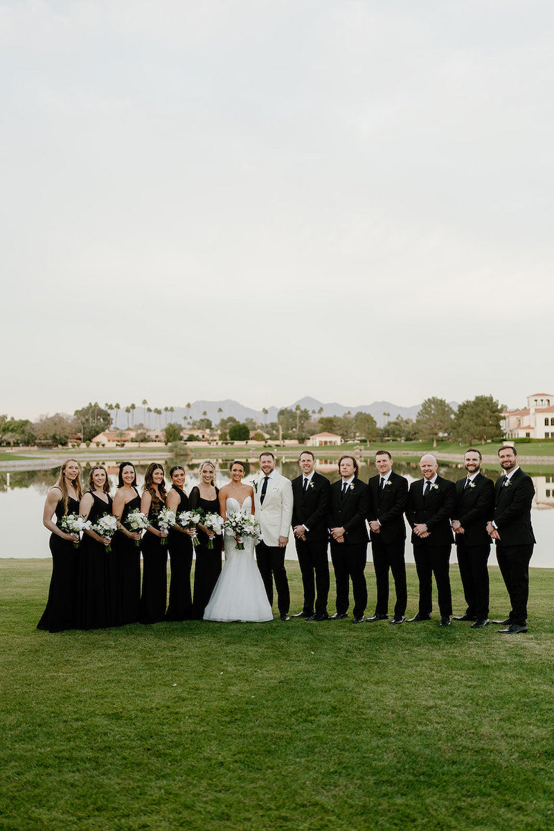 Bride and Groom with Bridal Party Scottsdale Wedding