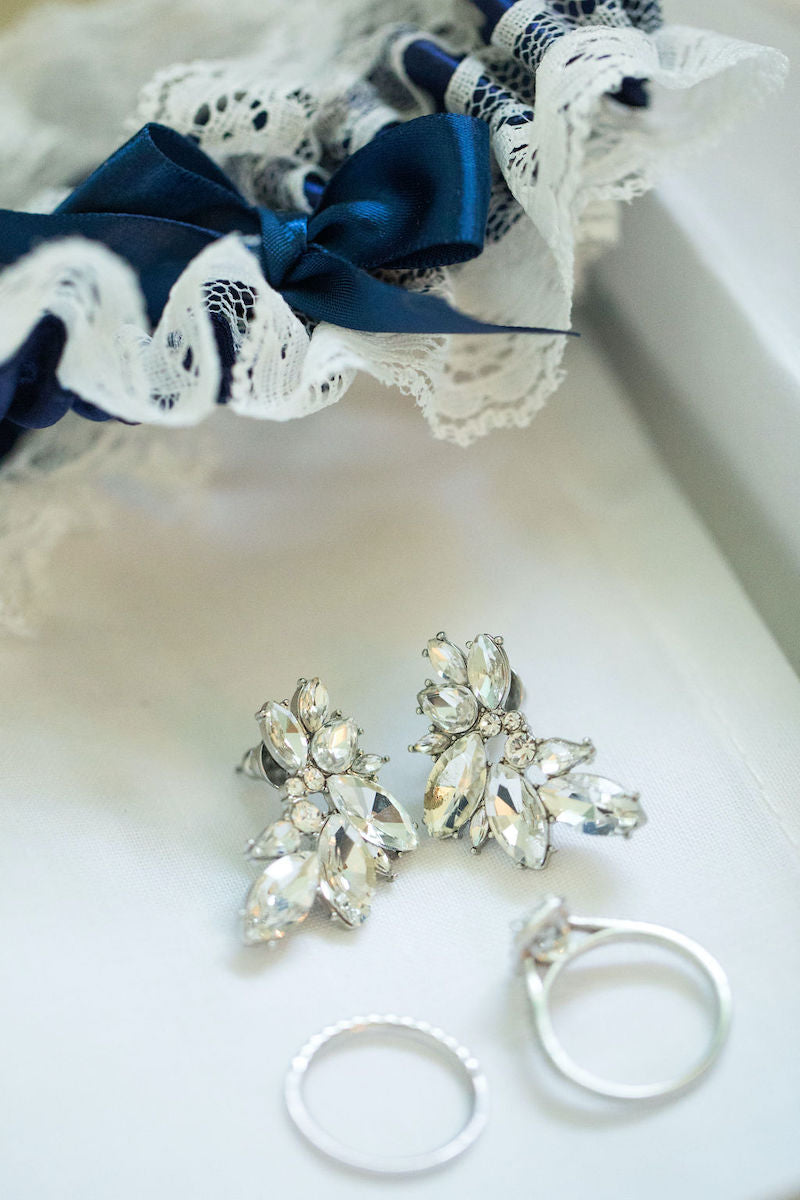 Bride Jewelry with Bridal Garter in Royal Blue and White Lace