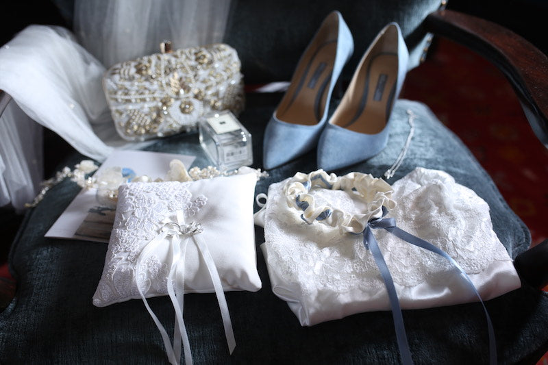 Bride Style Details with Ring Bearer Pillow and Bridal Garter