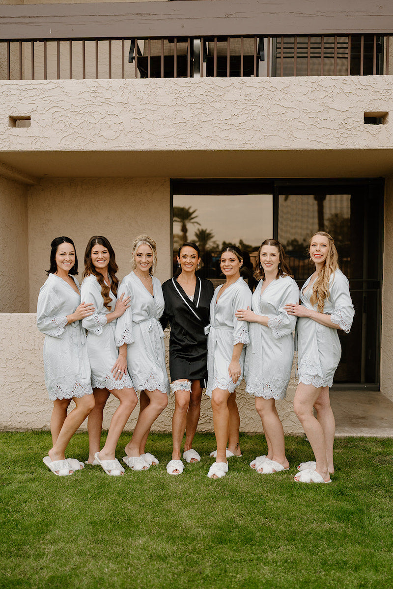 Bride with Bridesmaids In Getting Ready Robes