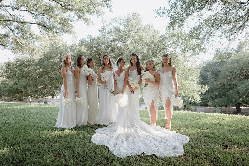 Bride with Bridesmaids in White Dresses