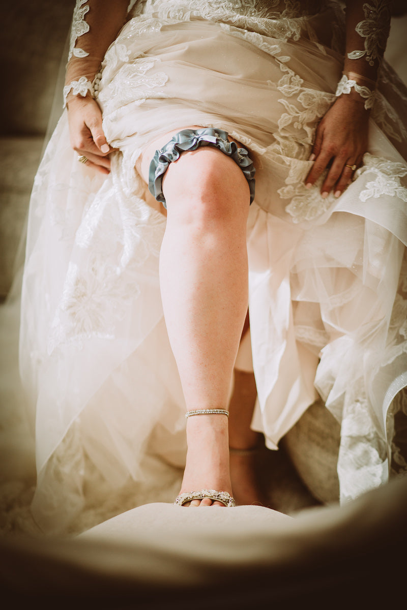 Dusty Blue Wedding Garter Heirloom