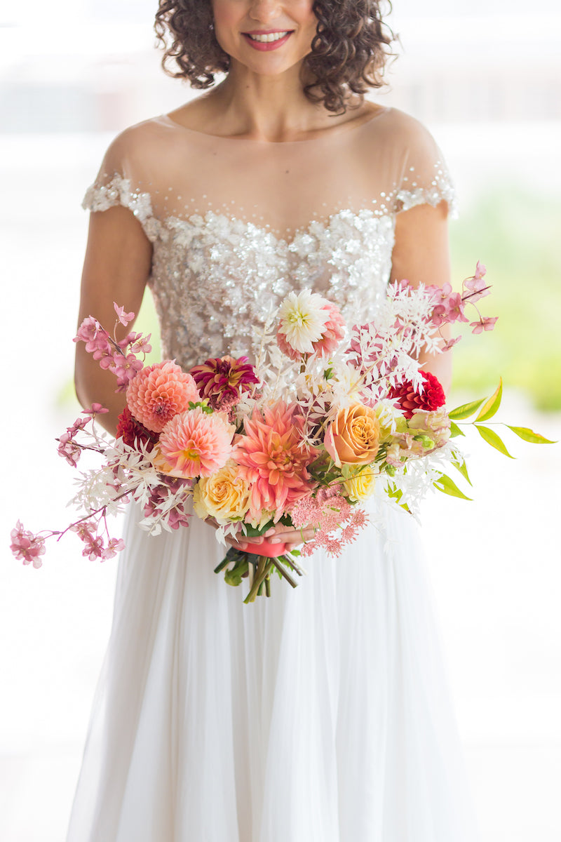 Bright Bridal Bouquet with Spring Flowers for Vow Renewal