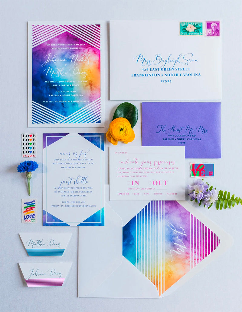 Bright Colorful Wedding Invitation Suite
