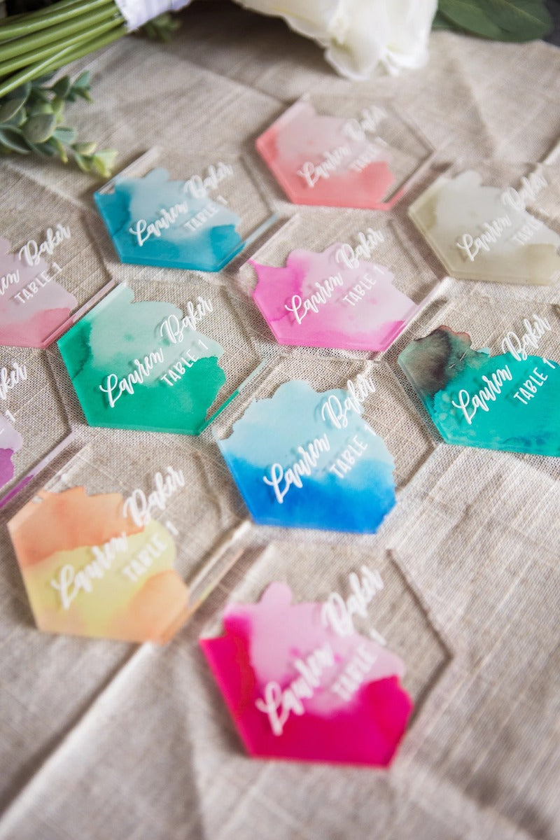 Bright Watercolor Escort Cards