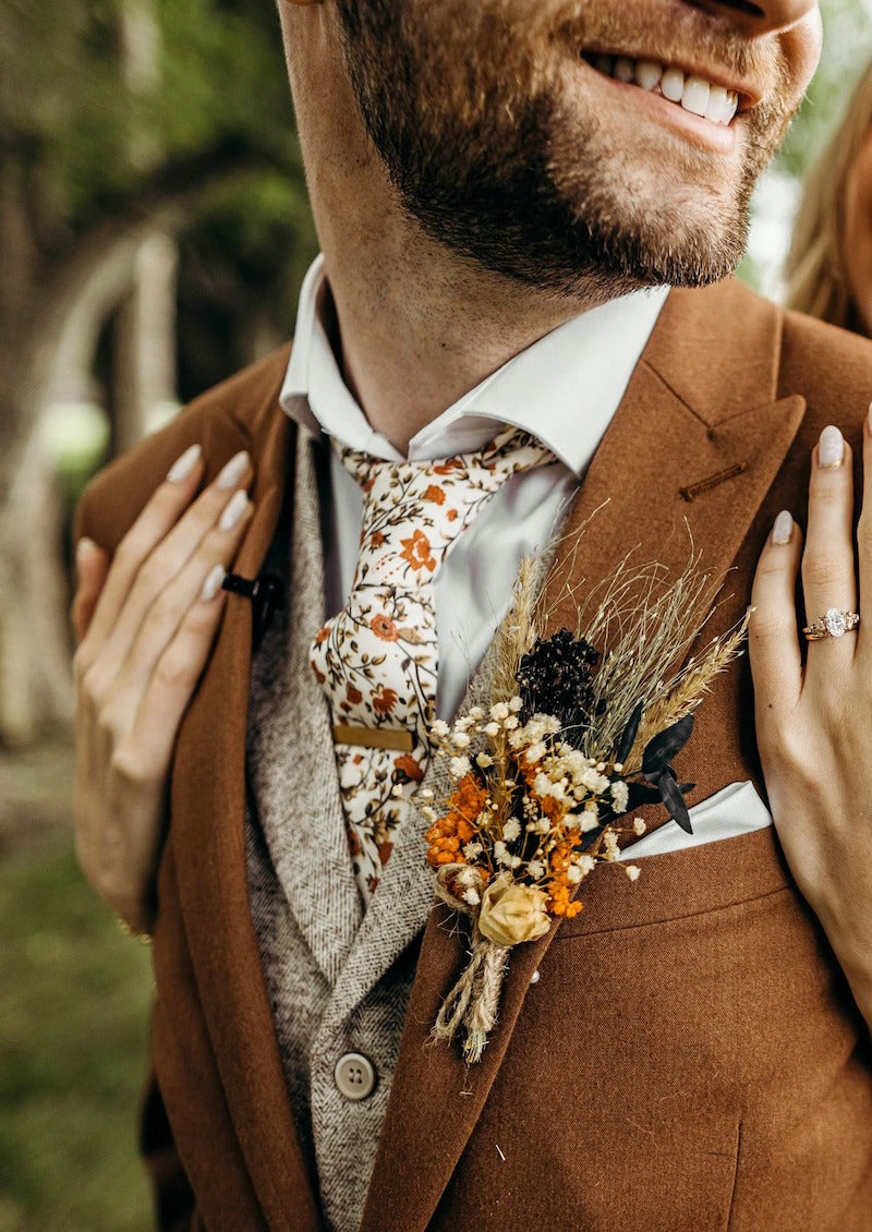 Bronze Burnt Orange Tie for Groom