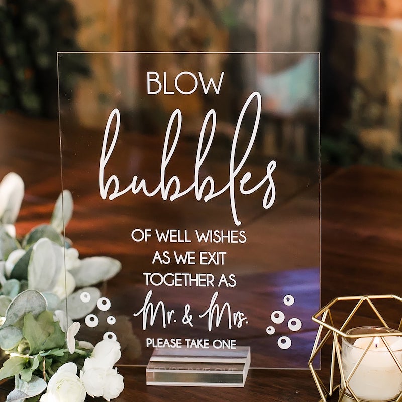 Bubbles Sign Wedding Exit Toss
