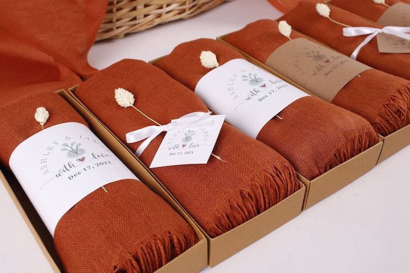 Burnt Orange Pashminas for Wedding Guests