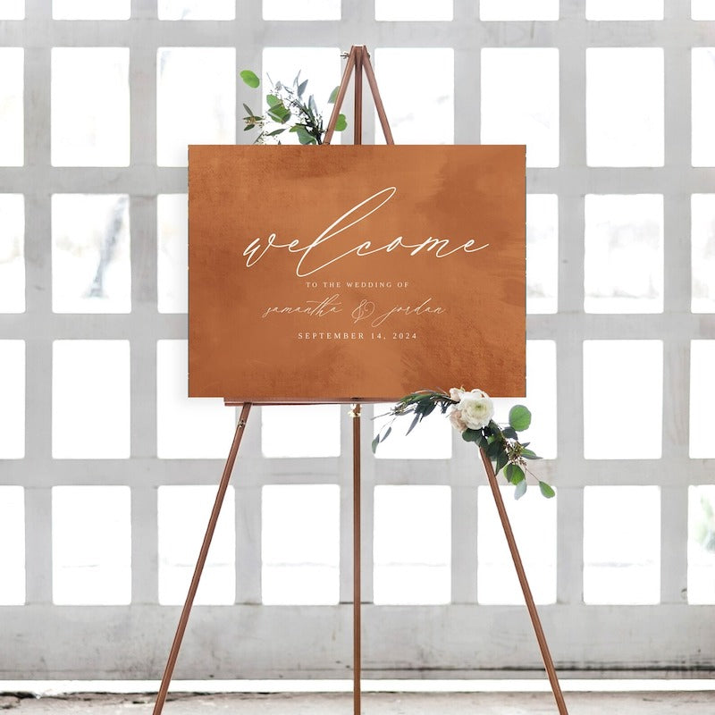 Burnt Orange Wedding Welcome Sign