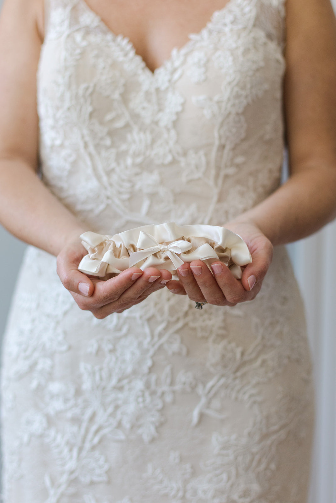 champagne and ivory custom bridal garter