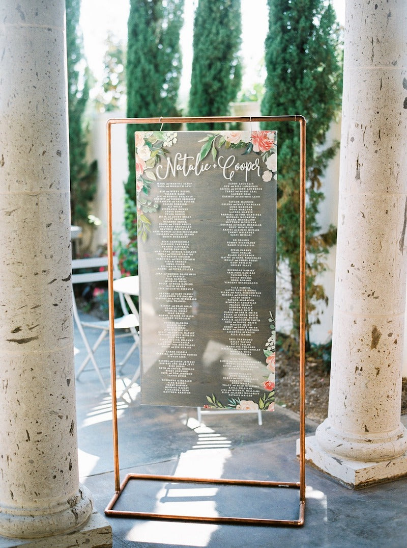 Copper Stand for Seating Chart Sign or Banner