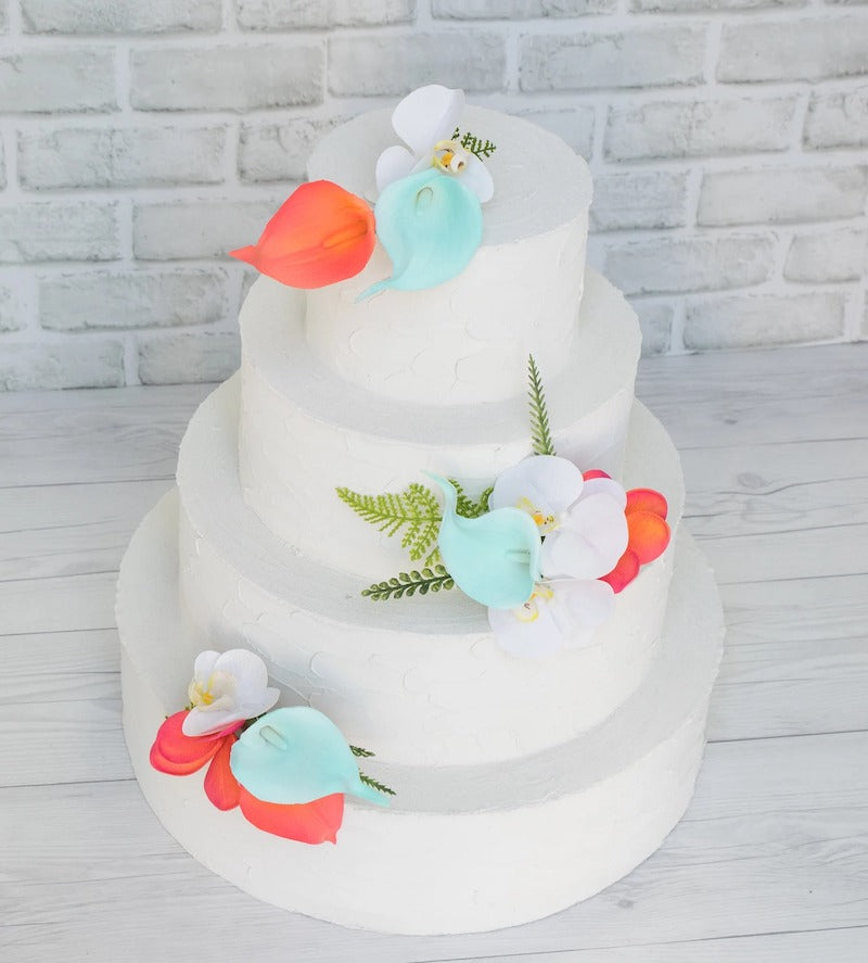 Coral Wedding Cake Flowers