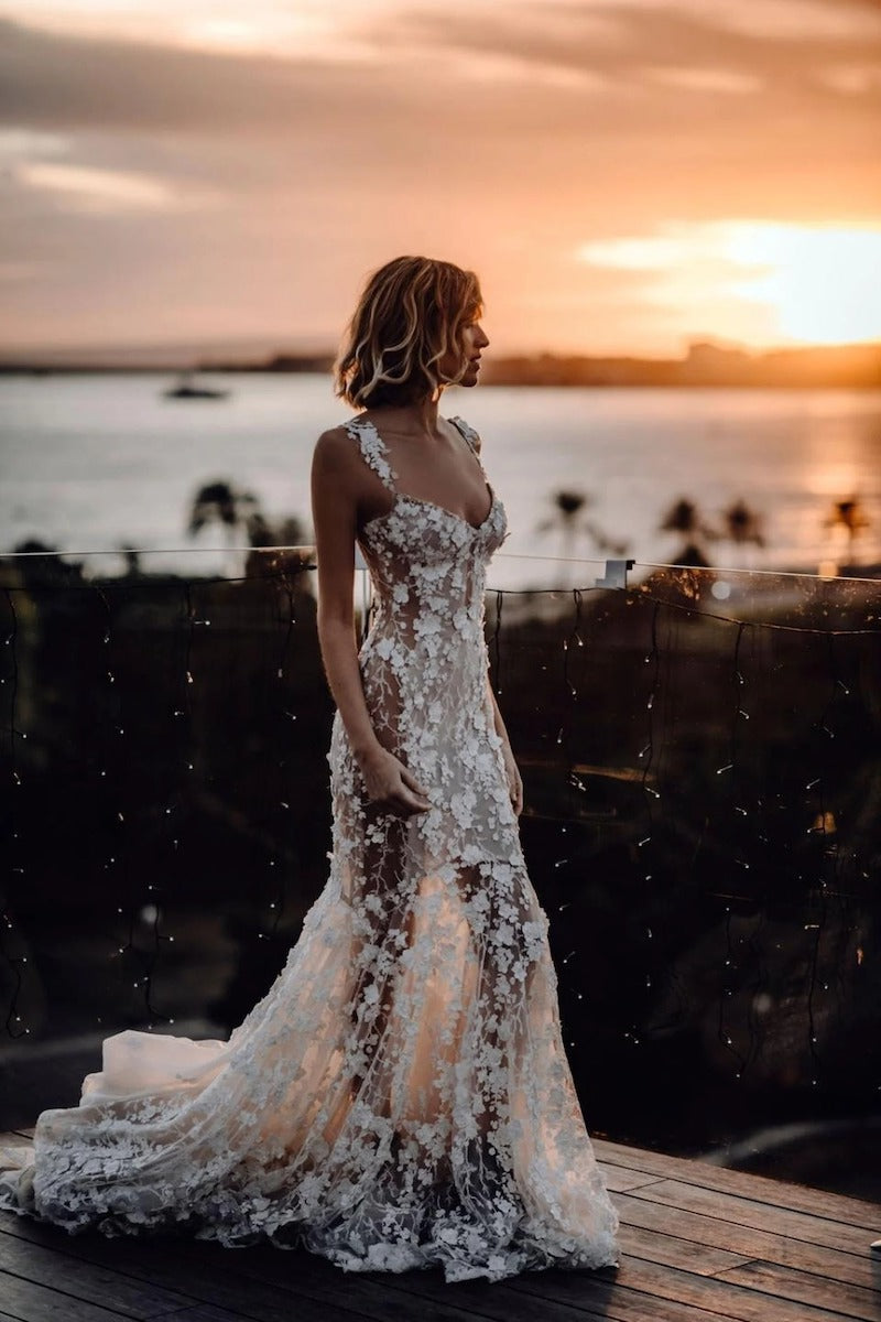 Corset Lace Mermaid Wedding Dress