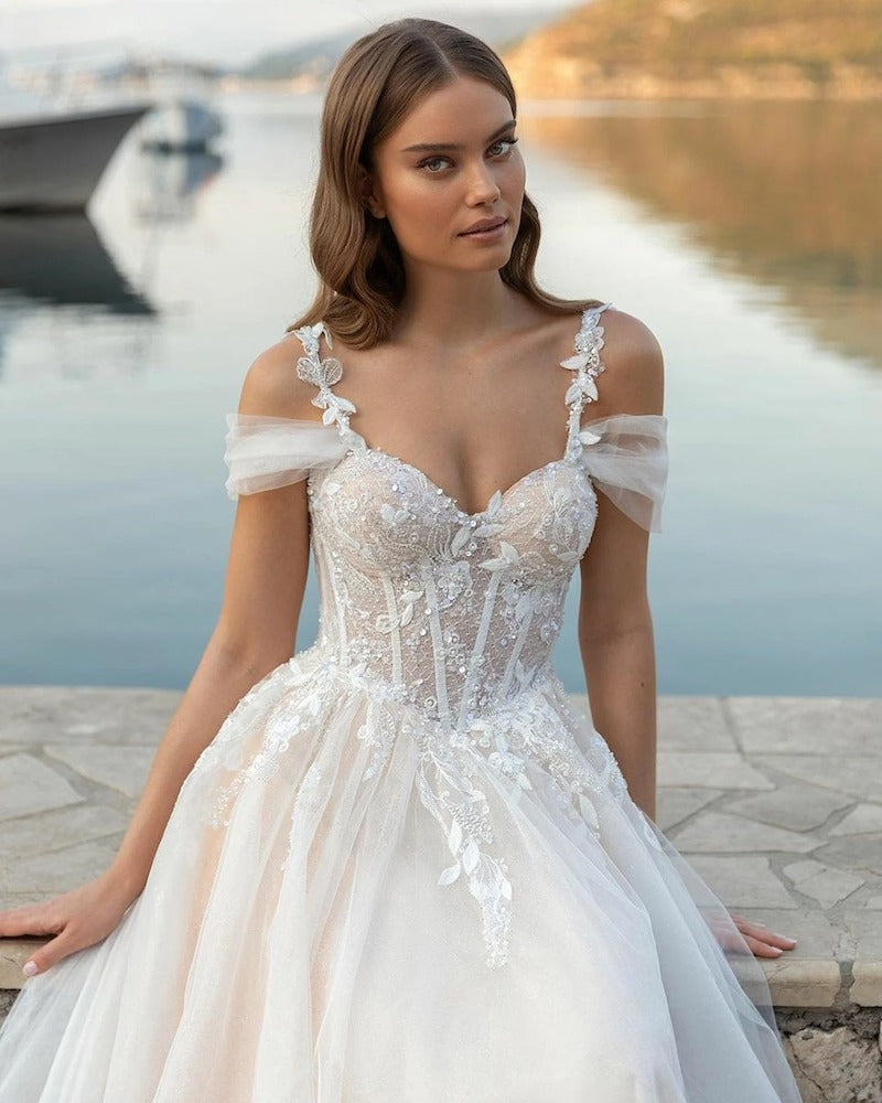 Corset Top Beach Wedding Dress