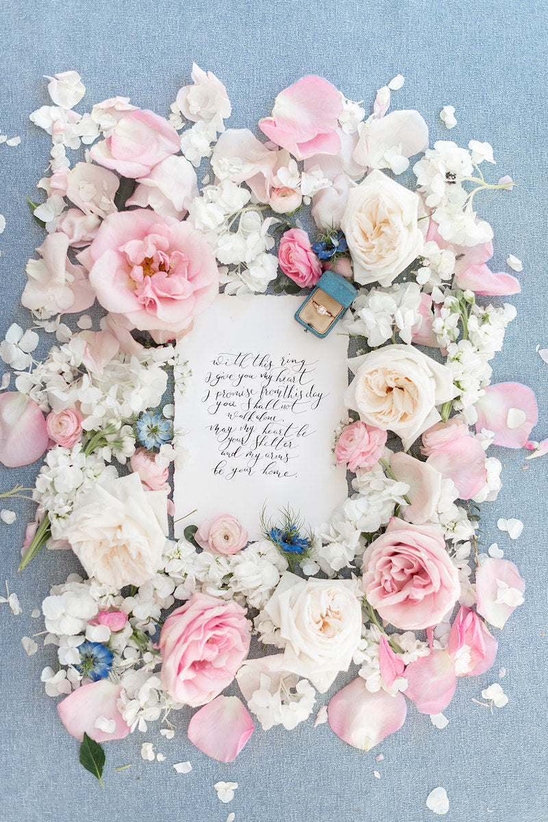 Flowers and Vows flatlay