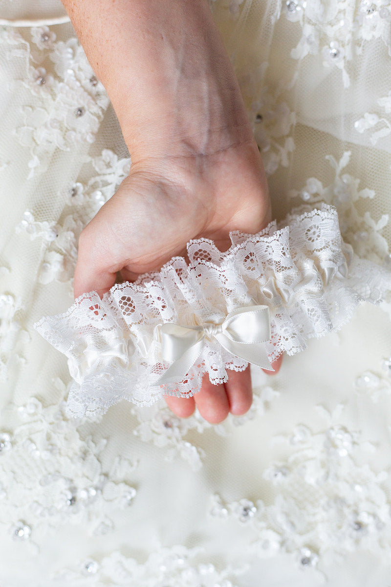 ivory lace garter lingerie for bride