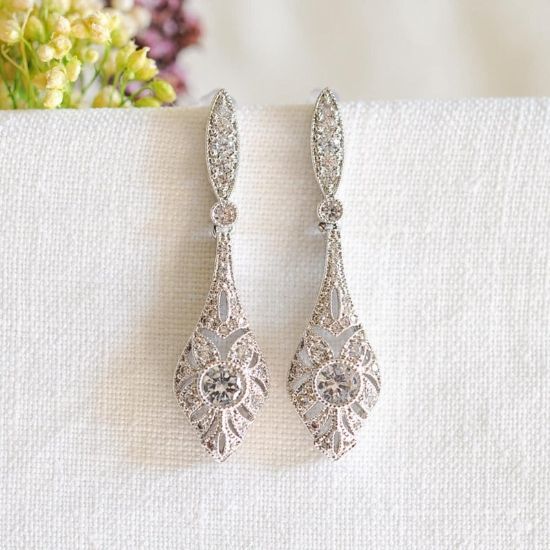 Crystal Filigree Bridal Earrings