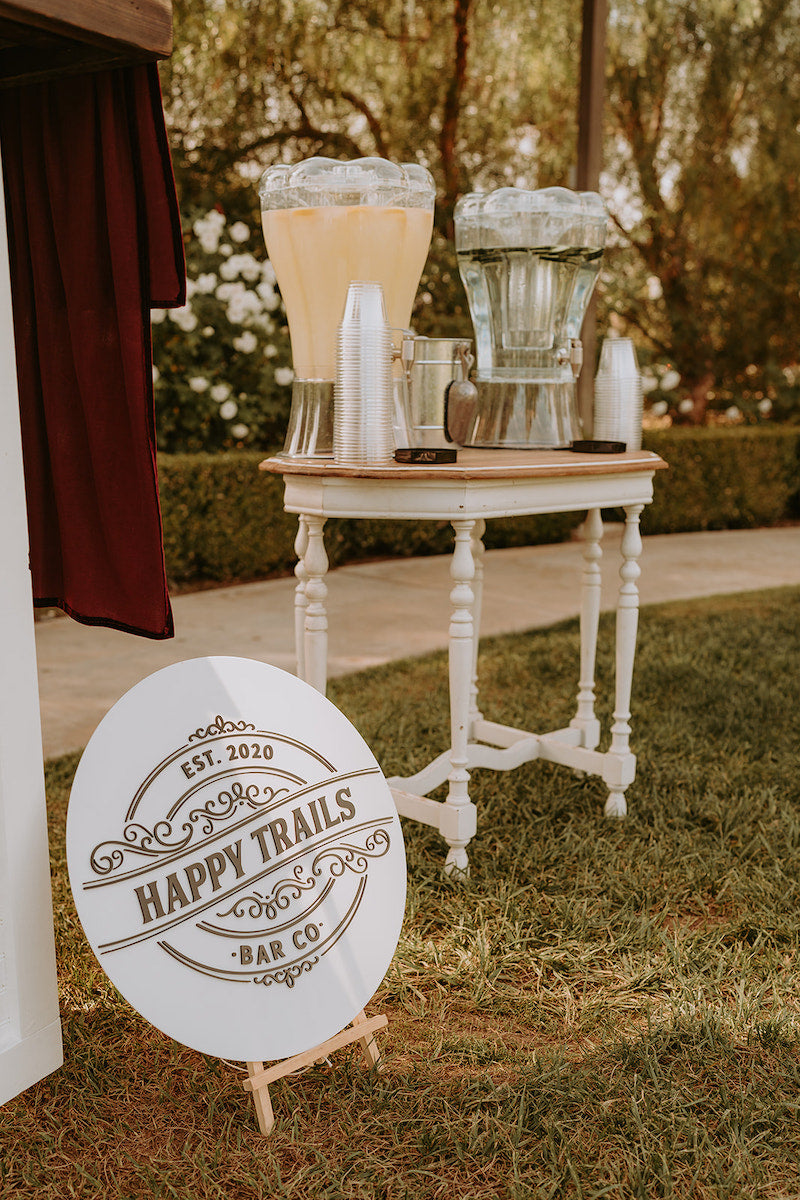 Custom Bar Setup for Outdoor Wedding Reception