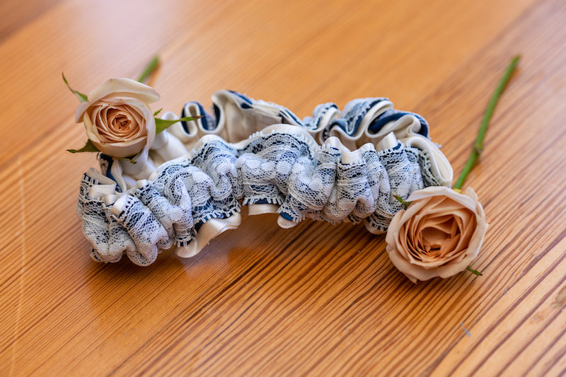 Custom Ivory and Blue Lace Bridal Garter