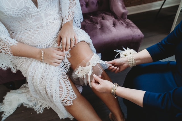 Custom Bridal Garter Made From Mom's Wedding Dress