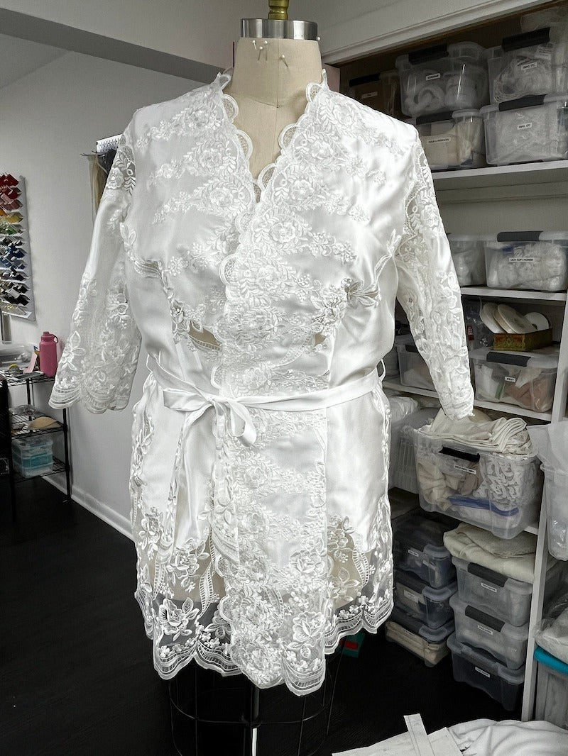 custom bridal robe made from Mom's wedding dress