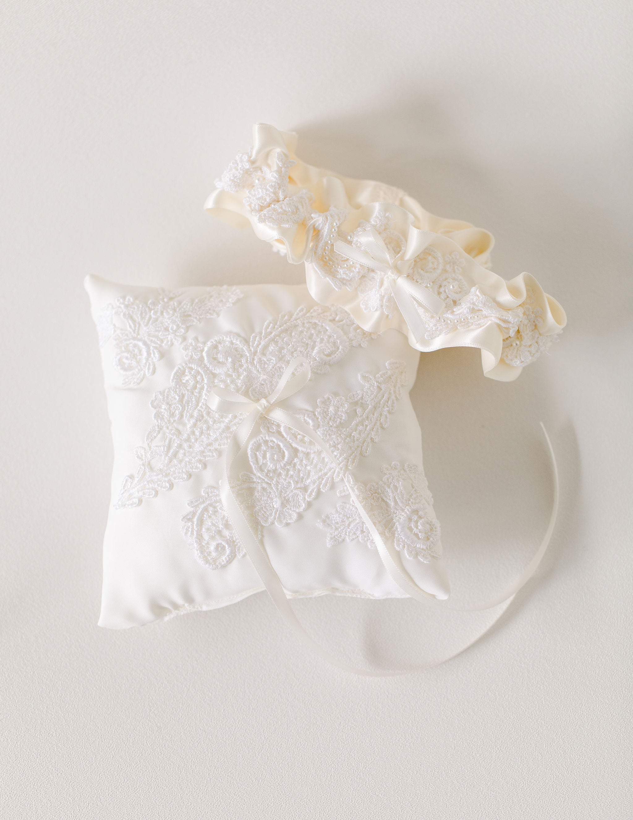 Garter & Ring Bearer Pillow From Mother's Wedding Dress Sleeves
