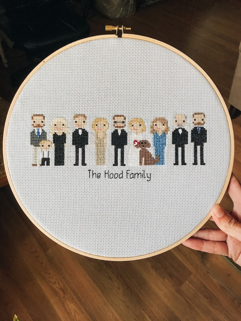 Custom Cross Stitch Family Portrait