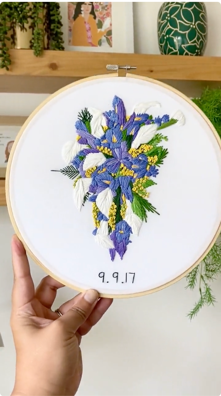 Custom Embroidered Bridal Bouquet Keepsake