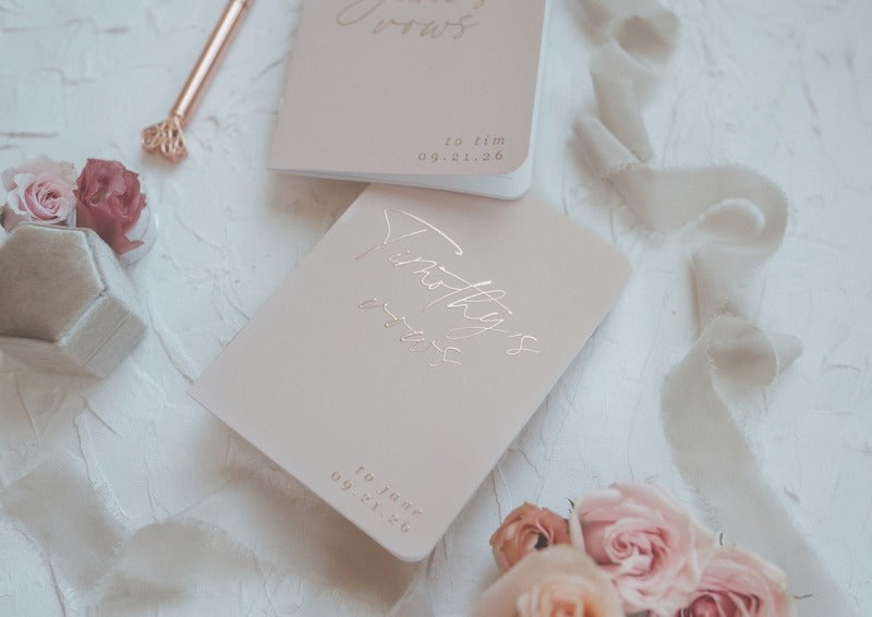 custom foil wedding vows book set