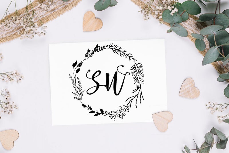 Custom Rubber Stamp Wedding Monogram