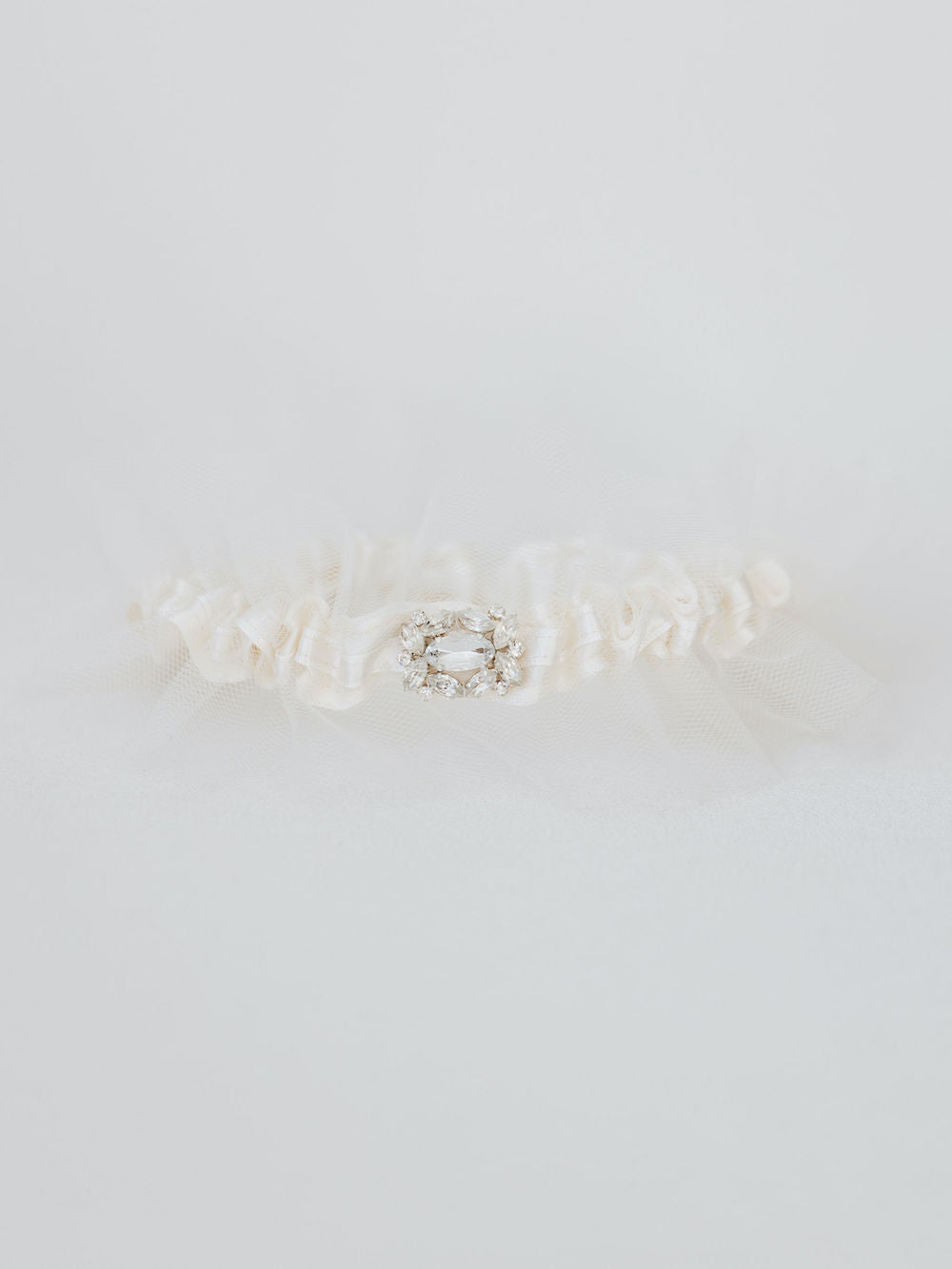 personalized wedding garter with sparkle and tulle handmade by heirloom bridal accessory designer, The Garter Girl