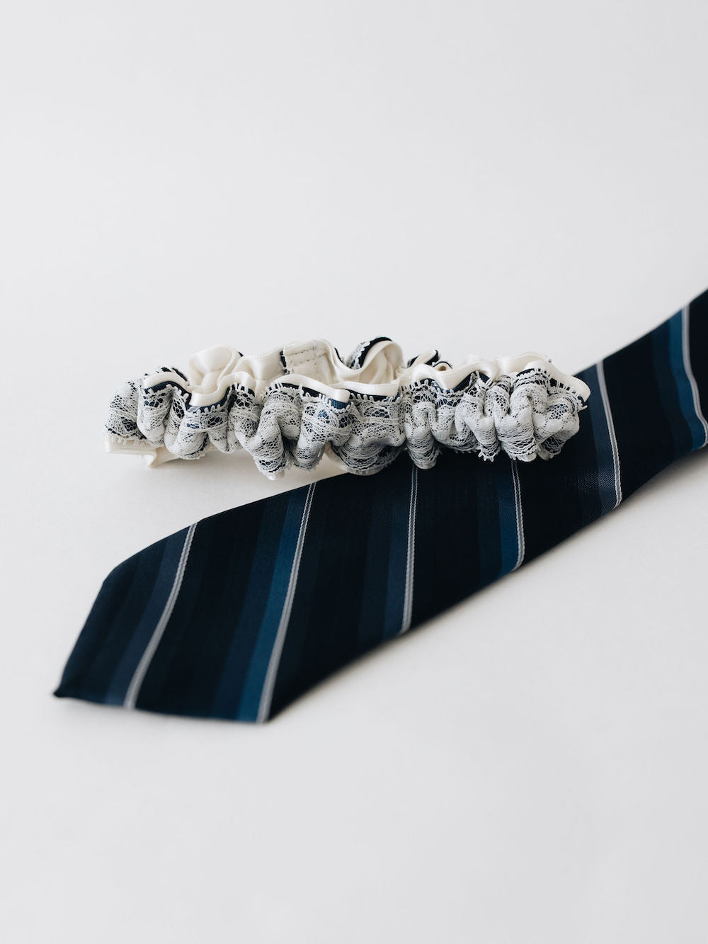 ivory lace wedding garter heirloom from dad's necktie handmade by The Garter Girl
