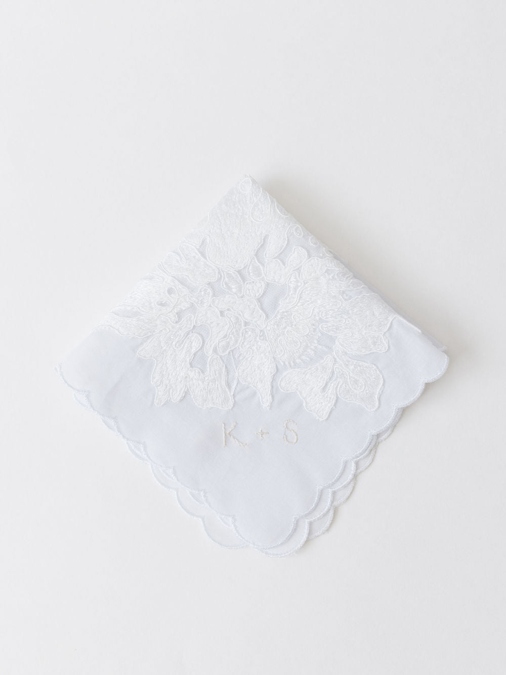 custom lace handkerchief heirloom with material from bride's wedding dress handmade by The Garter Girl