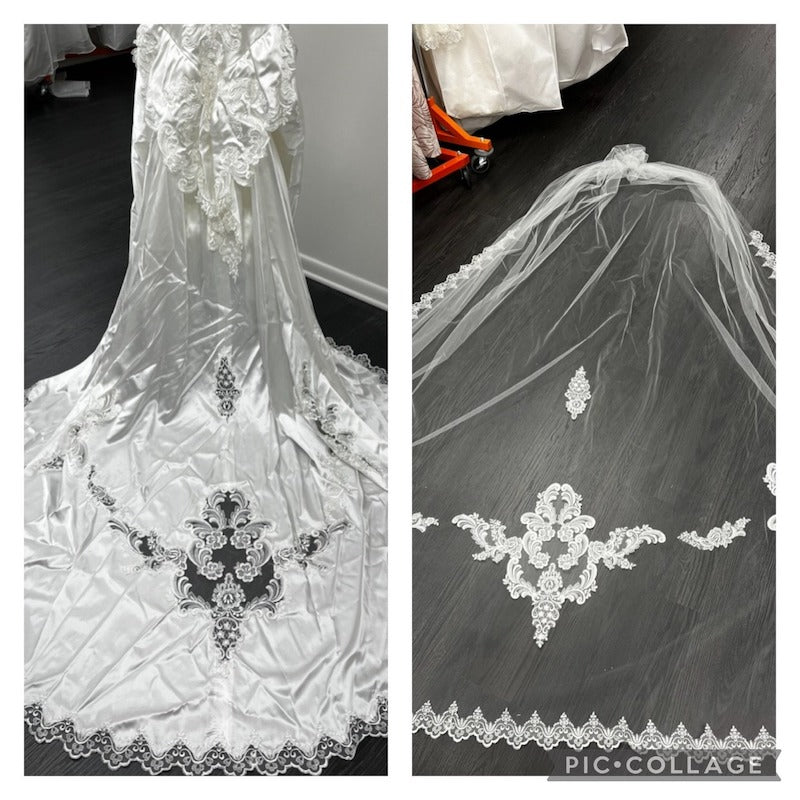 custom bridal veil made from mom's wedding dress