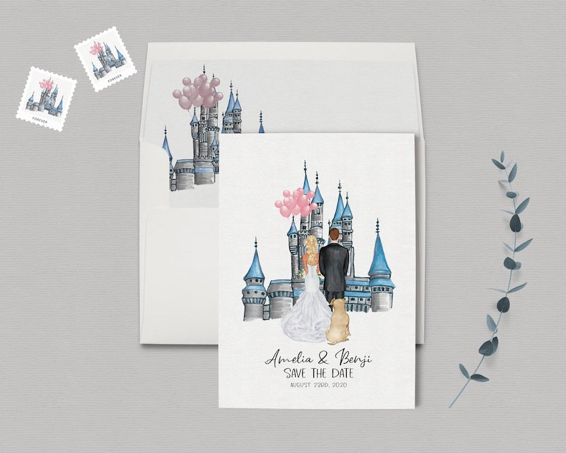 Disney Cinderella's Castle Inspired Save the Date Card