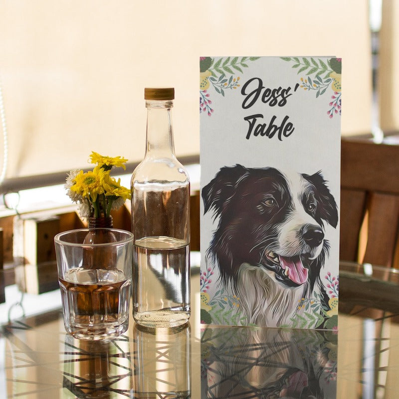 Dog Portrait and Pet Names Table Numbers