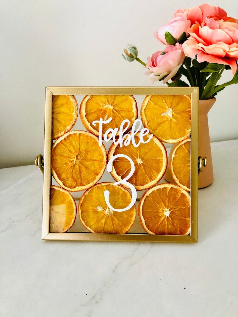 Dried Citrus Hand Lettered Table Numbers