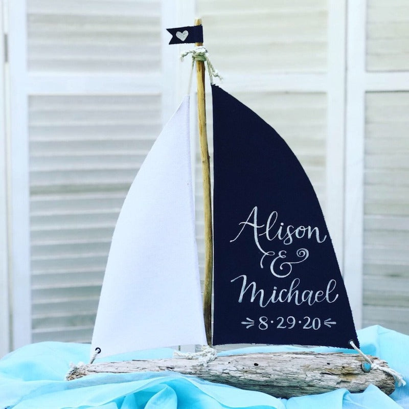 Driftwood Sailboat Wedding Decor and Keepsake