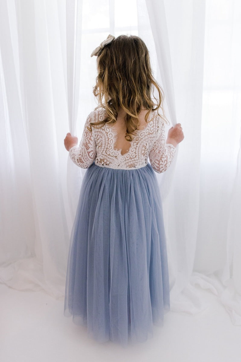 Dusty Blue Flower Girl Dress