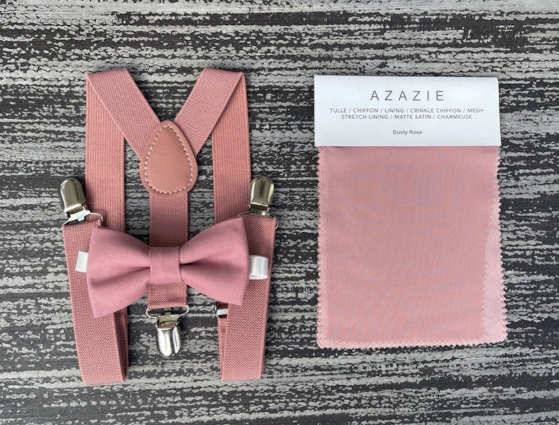 Dusty Rose Bow Tie and Suspenders