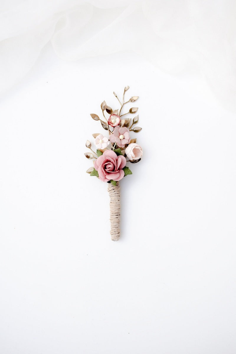 Dusty Rose Wedding Boutonniere