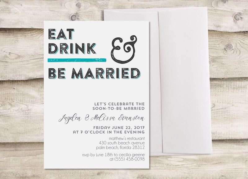 Eat Drink and Be Married Rehearsal Dinner Invitation
