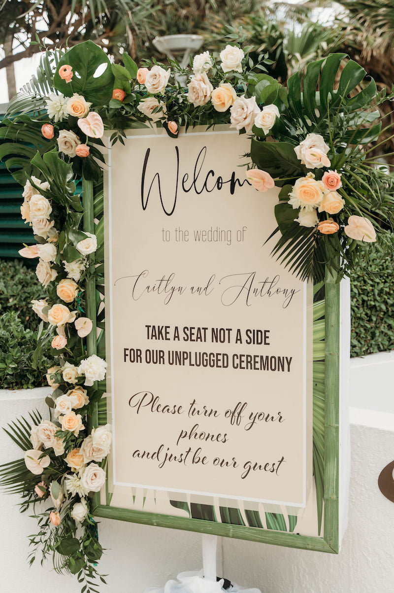 Elegant Tropical Wedding Welcome Sign