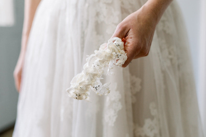 lace and sparkle wedding garter