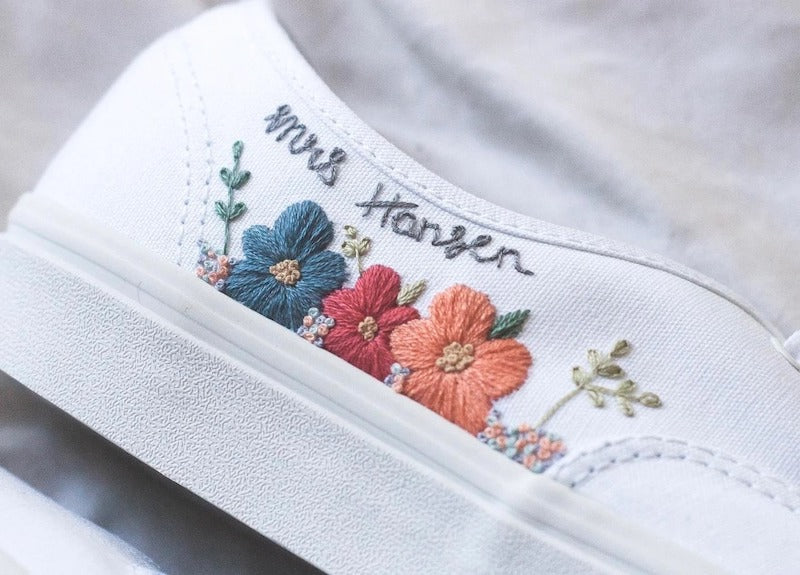 Embroidered Bridal Vans Sneakers