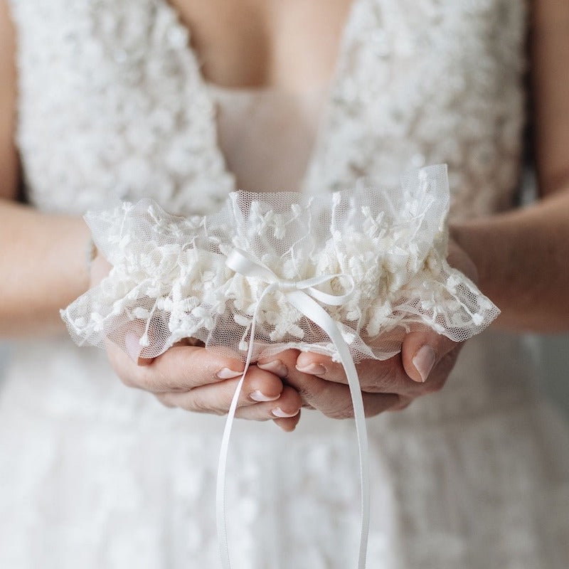 Embroidered Floral Tulle Wedding Garter