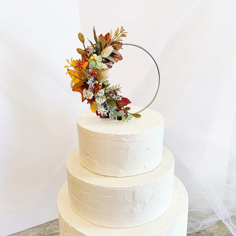 Fall Floral Hoop Cake Topper
