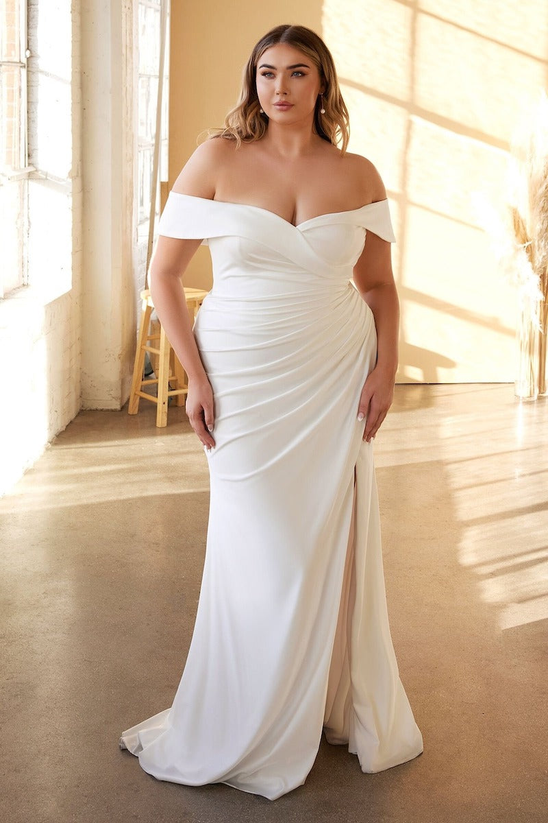 Fitted Off the Shoulder Plus Size Bridal Gown